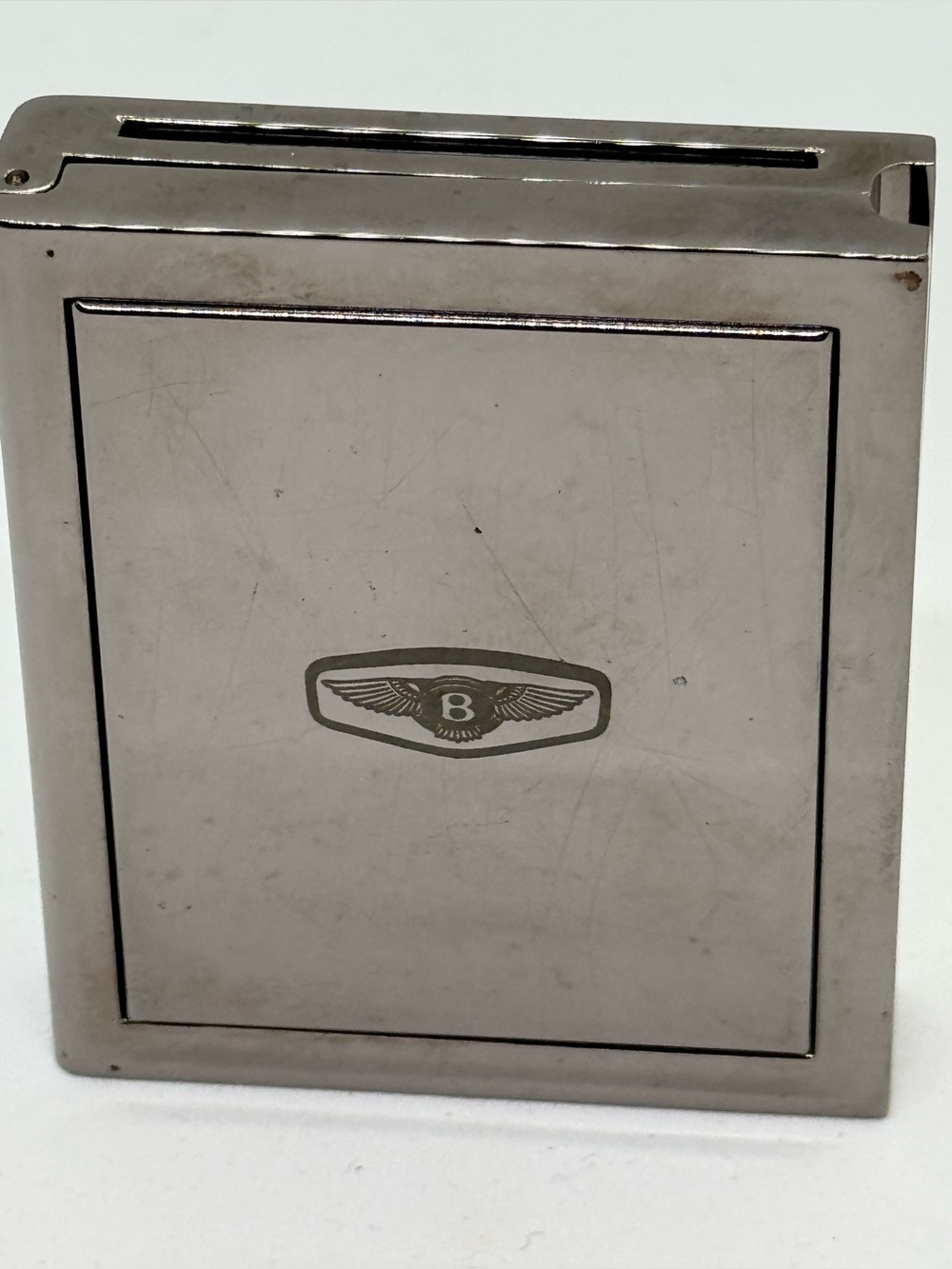 Bentley Continental GT Folding Desk Clock Photo Frame Travel Case Silver Tone